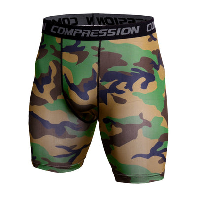 Skinny Shorts Herren Casual Compression Elastic Waist Short Homme Sportswear Schnelltrocknende Shorts mit Camouflage-Print