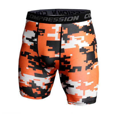 Skinny Shorts Men Casual Compression Elastic Waist Short Homme Sportswear Quick Dry Camouflage Printed Shorts