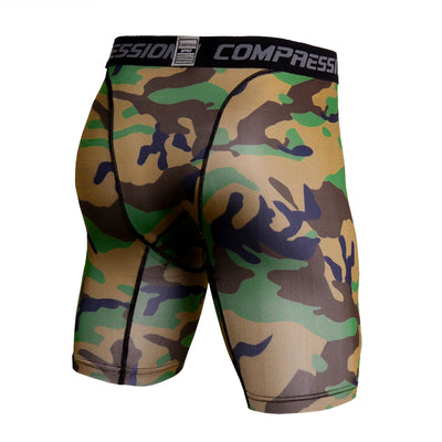 Skinny Shorts Men Casual Compression Elastic Waist Short Homme Sportswear Quick Dry Camouflage Printed Shorts