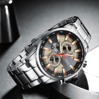 CURREN Black Gold Watch Quartz Sports Wristwatch Chronograph Clock Date Watches Stainless Steel Male Watch