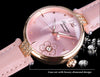 Forsining Diamond Flower Design Mechanical Watch Women Romantic Pink Genuine Leather Luminous with Date Calendar
