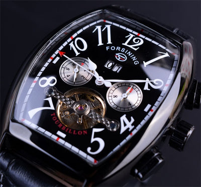 Forsining Rectangular Case Rose Gold Case Mens Watches Luxury Automatic Watch Mechanical Watch