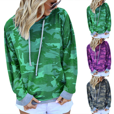 Womens Camouflage Camo Hoodies Tops Sweatshirt Ladies Hooded Jumper Pullover