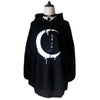 Women Moon Print Gothic Lunatic Oversize Long Sleeve Hoodie Hooded Sweatshirt Pullover Jumper Top