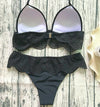 2 pcs Bikini Swimwear with Padded Lace Woman White Black 8591