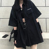 Dark Gothic Top and Skirt Set Korean Versatile Dark Loose BF Shirt Top Streetwear Fashion