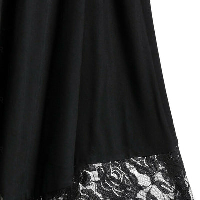 Femme Women Halloween Spitzenbesatz Off Shoulder Lace Half Sleeve Gothic Kleid